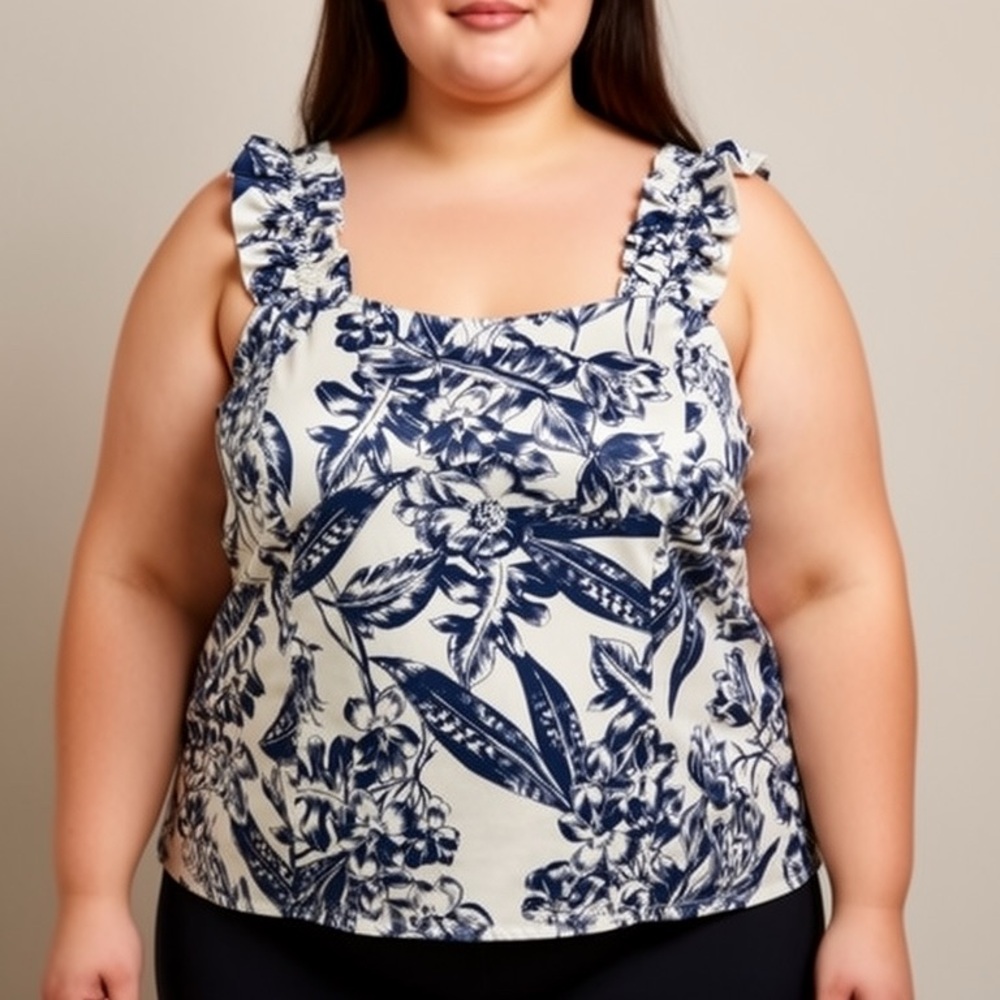 Abercrombie & Fitch Navy and White Floral Camisole